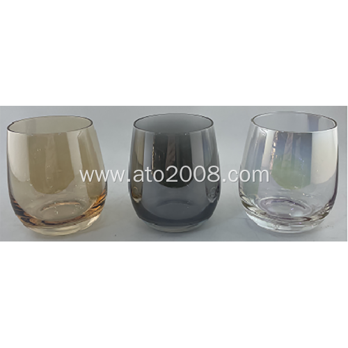 Stemless Wine Glass With Plating Amber